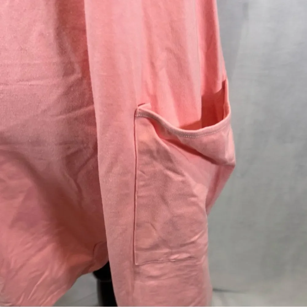Pink pocketed cotton blend vneck jersey romper size large
